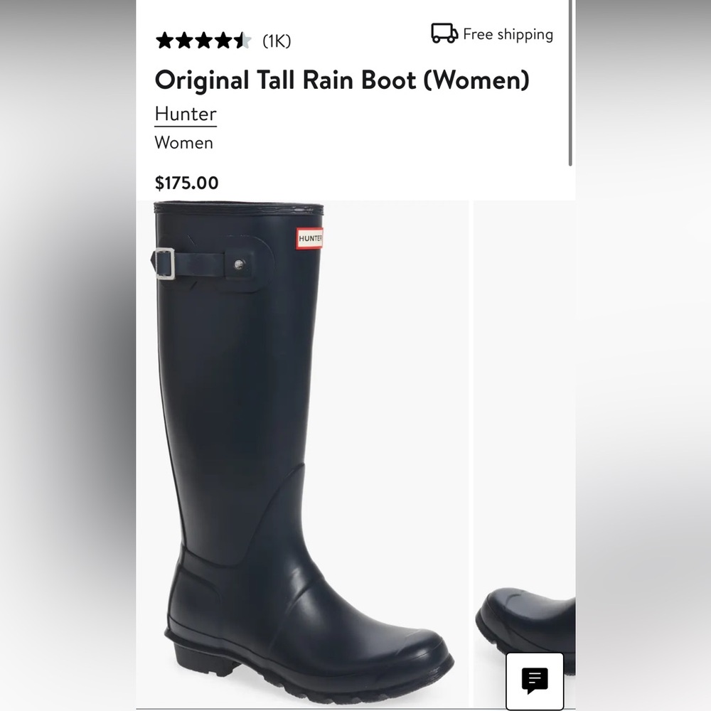 Hunter Original Tall Rain Boot in Navy blue